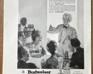 Unique BUDWEISER Advertisement featuring MARK TWAIN
