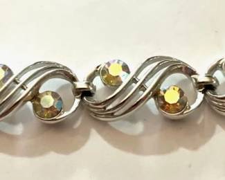 Cheery Silver Tone Bracelet with Stones

