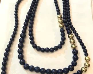 Triple Strand Necklace with Golden & Black Beads
