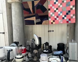antique quilts and kitchen appliances