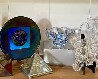 Leaded Glass, Raku? Pottery, Crystal Pitchers & Dishes