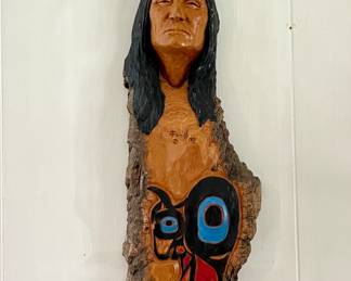 Carved Indian Chief Wall Hanging
