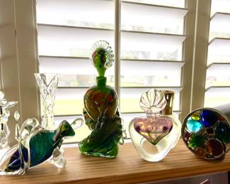 Artglass Perfume Decanters, Brass Kaleidescope 