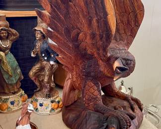 Large Hand Carved Wood Eagle