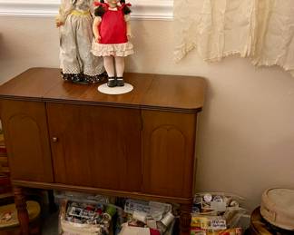 Storage Cabinet, Sewing Notions, Vintage Dolls