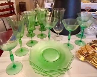 Vintage Green Depression Glass