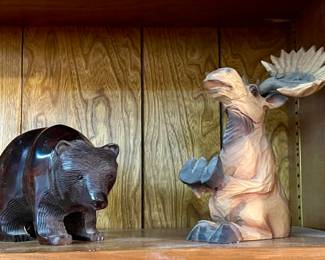 Carved Bear and Moose