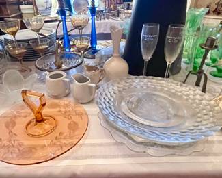 Pink Depression Glass, Glass Serving Platters