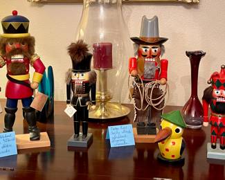 Authentic  Vintage German Nutcrackers-Christian Ulbright Soldier, Steinbeck Cowboy Sheriff, Freiberger Raum, Christian Ulbright Bird