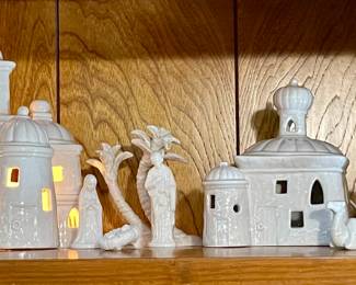 Fitz & Floyd Nativity with Bethlehem Buildings