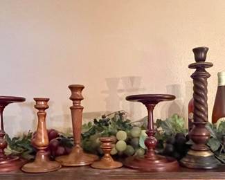 Carved Wood Candlesticks