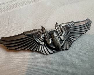 Sterling Silver WWII Military Air Force Wings Badge