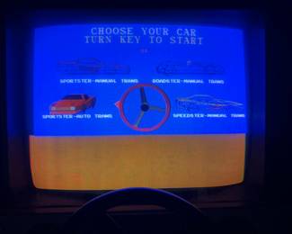 Atari "Race Drivin'" Sit Down with Clutch & Manual Stick Shift Arcade Game. Amazing Working Condition.