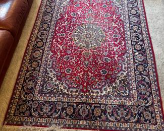 Persian Kashan Hand-knotted Wool with Semi Silk Carpet (62-1/2"W  x 92"L)