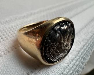 14K Gold Ring with Native American Face 