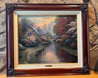 Framed Original Lithograph "A Quiet Evening", Places in the Heart signed by Thomas Kinkade