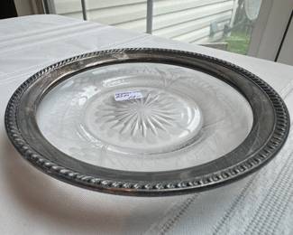 Sterling Silver Rimmed Glass Platter