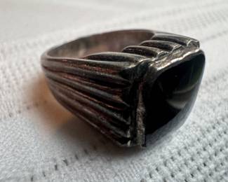 Sterling Silver with Black Onyx Face Ring