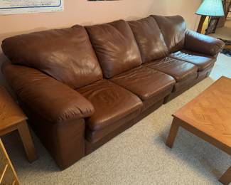 Leather Center Brown 2 Piece Sofa (41"D x 57"/114"W x 28" Back Height)