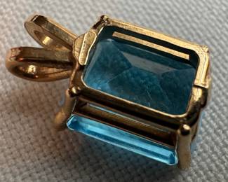14K Gold & Blue Topaz Pendant