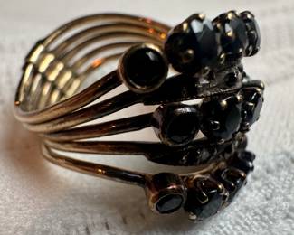 14K Gold Multiple Black Onyx Ring