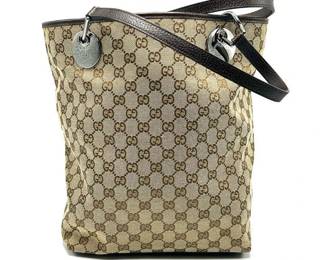 GUCCI Brown GG Canvas x Leather Eclipse Tote Bag - Authentic