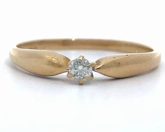 Petite Solitaire 0.10 Carat Diamond Ring in 14k Yellow Gold