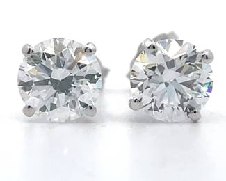 2.05 Carat Diamond Round Brilliant Solitaire Martini Stud Earrings in 14k White Gold