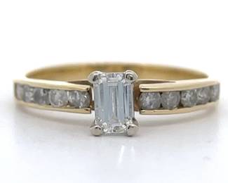 1.08 Carat Emerald Cut Diamond Ring in 14k Yellow Gold