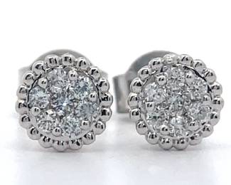 0.20 Carat Diamond Pavé Round Milgrain Stud Earrings