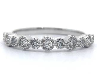 0.25 Carat Diamond Bubble Bezel Stacking Ring in White Gold