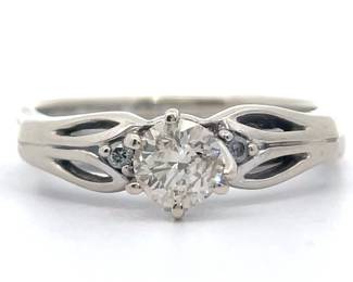 0.78 Carat Diamond Matching Bridal Ring 2-Piece Set in White Gold