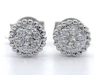 NEW! 0.25 Carat Diamond Cluster Milgrain Button Stud Earrings