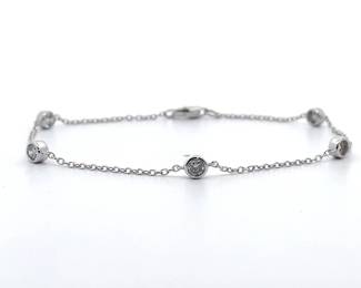 Delicate 0.50 Carat Diamond Bezel Station Bracelet in 14k White Gold