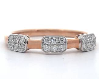 0.20 Carat Diamond Pavé Geometric Stacking Ring in 14k Two-Tone Gold