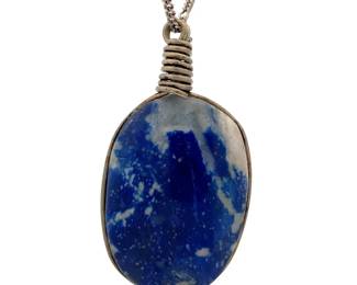 Artisan Large Lapis Lazuli Coiled Drop Pendant