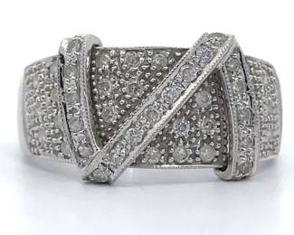 Designer LeVian Diamond Pavé Zig-Zag Ring in 14k White Gold