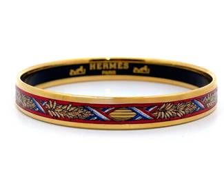 Authentic Hermès Enamel Bangle Bracelet (Liberte Egalite Fraternite)