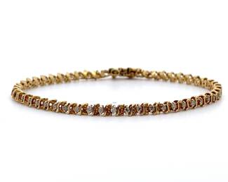 0.50 Carat Diamond S-Curve Channel Bar Link Tennis Bracelet in 14k Yellow Gold