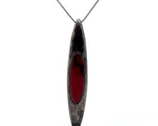 Artisan Navajo Red Jasper Elongated Drop Pendant