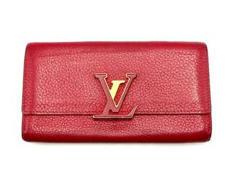 Louis Vuitton Red Taurillon Leather Portefeuille Capucines Long Wallet - Authentic