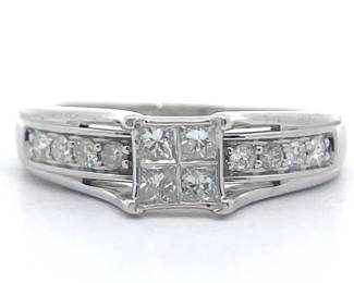 NEW! Illusion 0.50 Carat Diamond Channel Cathedral Ring in White Gold