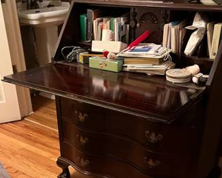 Antique Drop Front Desk w/Drawers in Guest Bedroom Downstairs  View 2