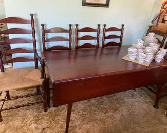 Cherry Drop Leaf Dining Table w/ 6 Ladder Back Chairs by Pennsylvania House  *perfect condition 