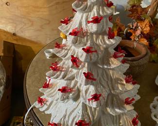 Vtg White Ceramic Christmas Tree 