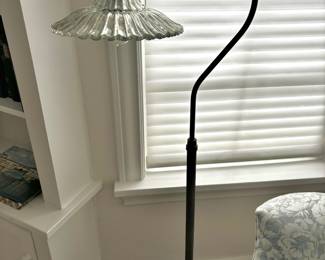 Glass Fan Shade Gooseneck Floor Lamp