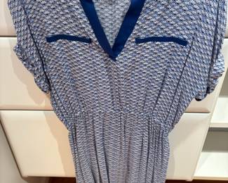 Tommy Bahama Blue & White Short Sleeve Beach Dress - Size XXS
