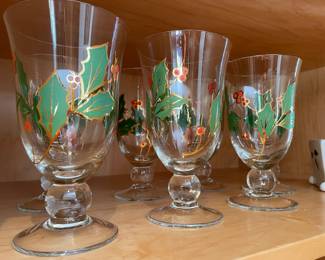 Set of 6 Lenox Holiday Wine Goblets