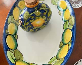 Vietri Art Pottery Platter with Lemon Design - Made in Italy