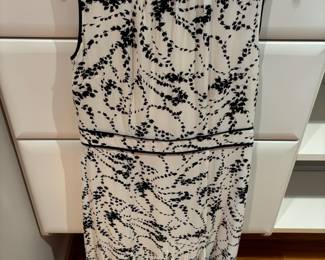 Talbots Petite Black & White Floral Midi Dress